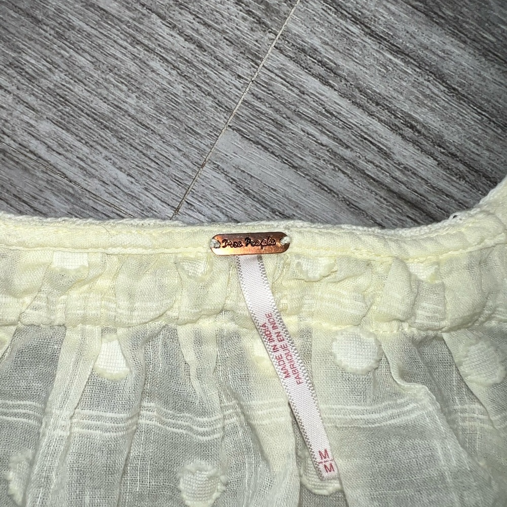 Free People Long Sleeve Yellow Bubble Sleeve Top with Buttons - Picture 2 of 10